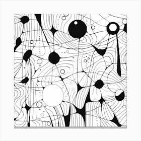 Doodles In Black And White Line Art 7 Canvas Print