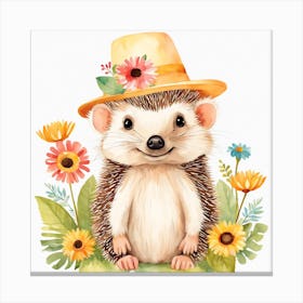 Floral Baby Hedgehog Nursery Illustration (15) Canvas Print