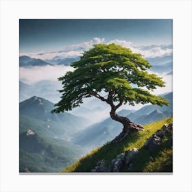 Lone Tree In The Mountains Canvas Print