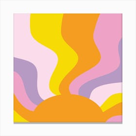 Background Retro Sunrise Rainbow Canvas Print