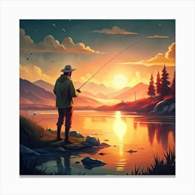 Fishing On The Lake Canvas Print