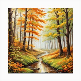 Forest In Autumn In Minimalist Style Square Composition 175 Canvas Print