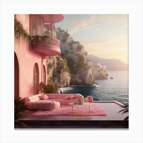 Pink Couch On The Balcony Canvas Print