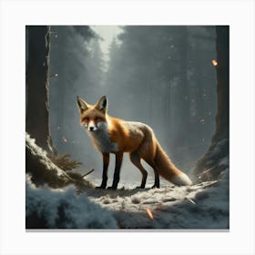 Fox In The Woods 32 Canvas Print