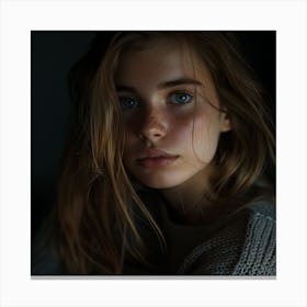 Portrait Of A Girl With Freckles 1 Canvas Print