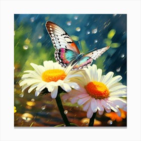 Butterfly In The Rain Canvas Print