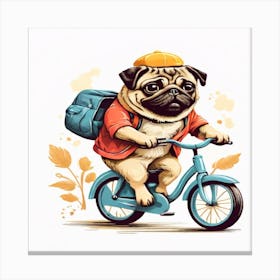 Pug Riding A Bike Canvas Print