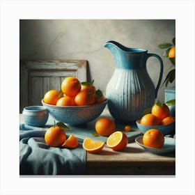 Oranges On A Table Canvas Print