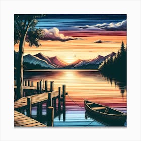 Sunset At The Dock 1 Canvas Print