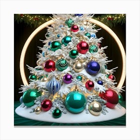 A Stunningly Detailed 3d Render Of A Majestic Snow White Christmas Tree 2 Canvas Print