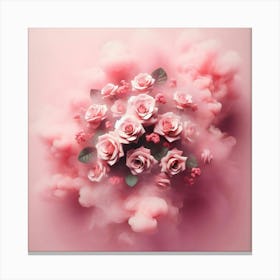 Pink Roses In The Clouds Canvas Print