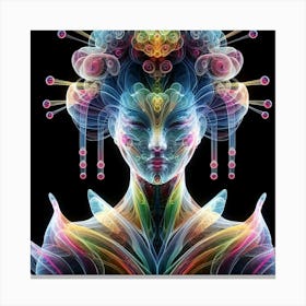 Creativel Geisha Illustration 55 - Psychedelic Canvas Print