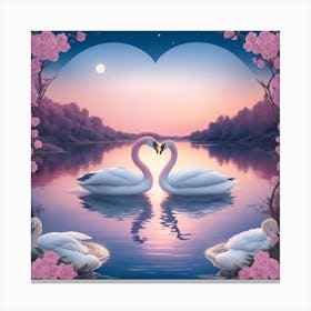 Swans In Love Canvas Print