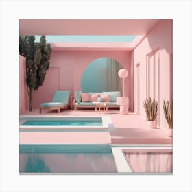 Pink Barbie House With Pool Canvas Print