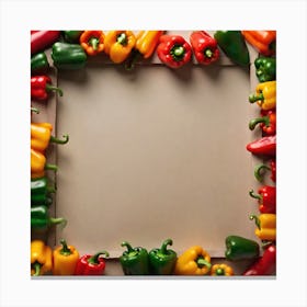 Colorful Peppers Frame 3 Canvas Print