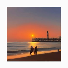 Sunset On The Beach Canvas Print