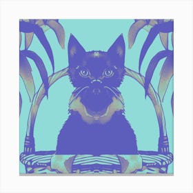 Cat Meow Pastel Blue Canvas Print