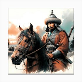 Mongolian Horse Ride Warrior Canvas Print