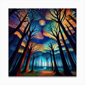 Forest At Night Canvas Print