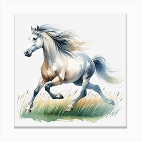 White Horse Running Canvas Print