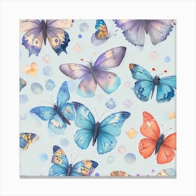 Leonardo Creative Butterflies Watercolor Vector White Backgrou 3 Canvas Print