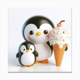 Ice Cream Penguins 5 Canvas Print