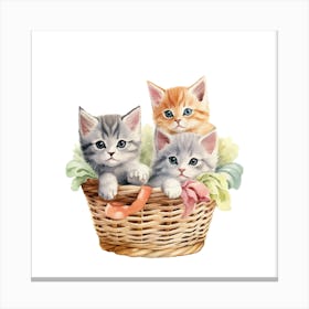 Kittens In A Basket.4 Canvas Print