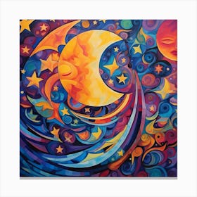 Moon And Stars Canvas Print