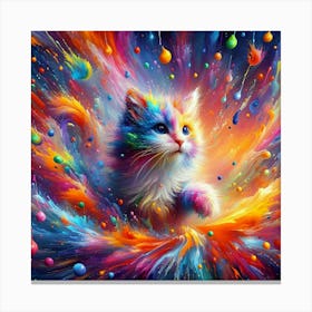 Colorful Cat Painting Canvas Print