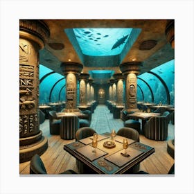 The Deep Waters Dining Hall In A Submarine Restaur Canvas Print