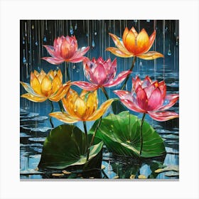 Lotus In The Rain 1 Canvas Print