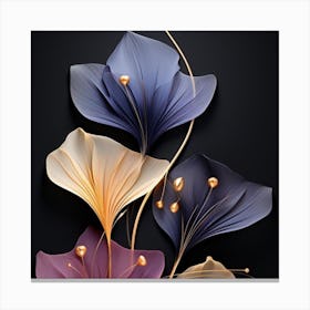Calla Lilies On Black Background Canvas Print