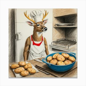 Chef Deer 27 Canvas Print