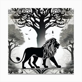 Lion And Tree Canvas Print