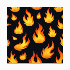 Fire Flames On Black Background 1 Canvas Print