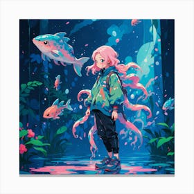 Octopus Girl Canvas Print