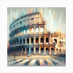 Brush Painting Colosseum In Italy 2 Canvas Print