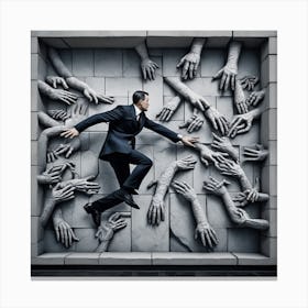 Man Jumping Over A Wall Canvas Print