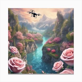 Pink Roses In The Mountains Canvas Print