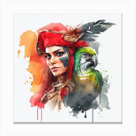 Watercolor Pirate Woman #2 Canvas Print