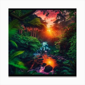 Sunset In The Jungle 3 Canvas Print