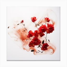 Red Roses In Smoke Canvas Print