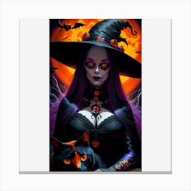 Dark witch and familiar Canvas Print