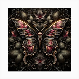 Gothic Dark Brown & Ruby Butterfly Canvas Print