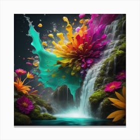 An Abstract Color Explosion 1, that bursts with vibrant hues and creates an uplifting atmosphere. Generated with AI,Art style_Waterbender,CFG Scale_3.0,Step Scale_50 Canvas Print
