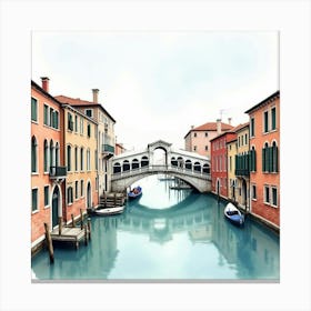 Classic Venetian Architecture In Watercolor, Highlighting Grand Canals And Bridges 1 Canvas Print