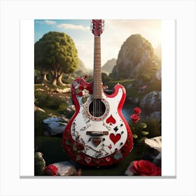 Heartstrings Monarchy: Queen of Hearts Guitar Elegance (11) Canvas Print