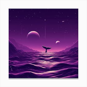 Purple sea and a whale Canvas Print