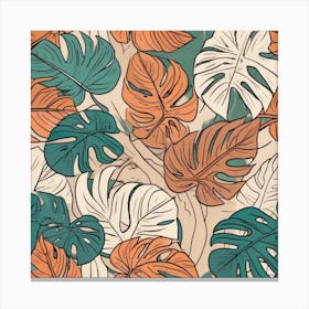 Tropical Leaves Seamless Pattern Bohemian Botanical Monstera Canvas Print