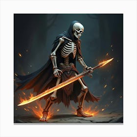 Skeletal Warrior Wielding A Glowing Cursed Sword 1 Canvas Print